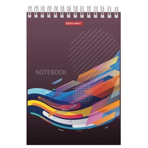 Блокнот 60л А5 145х205мм клетка спираль картон жесткая подложка BRAUBERG На волне 1/4/64 Блокнот 60л А5 145х205мм клетка спираль картон жесткая подложка BRAUBERG На волне 1/4/64
