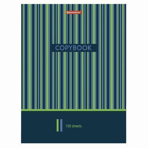 Тетрадь на кольцах БОЛЬШАЯ 225х300мм А4, 100л, обложка картон, клетка, BRAUBERG, Полосы, 403273