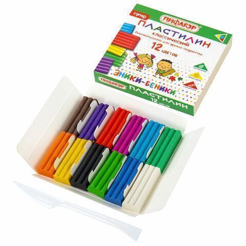 Пластилин 12цв 120г классический стек Эники-Беники Супер ПИФАГОР 1/48