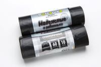 Мешок для мусора 60л рулон ПСД (59х69)-23 с завязками черные НАДЕЖНЫЕ 18,4г Ромашка (10шт) 1/24