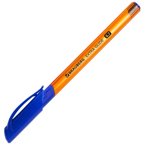 Ручка шариковая масляная синяя 0,7мм 0,35мм с грипом BRAUBERG Extra Glide GT Tone Orange 1/12 (Клиен