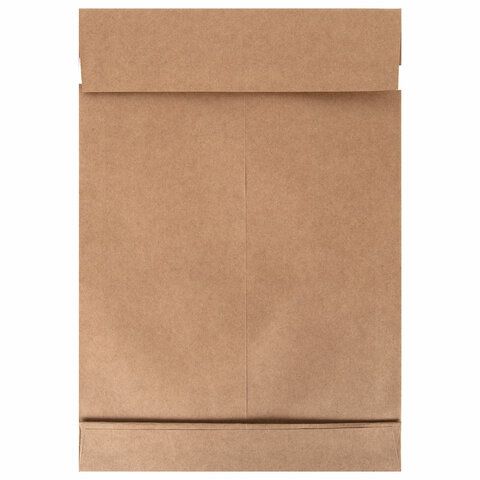 Конверт-пакет В4 объемный (250х353х40мм) до 300 листов, крафт, отрывная полоса, 391157 (вывод)