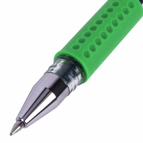 Ручка гелевая зеленая 0,5мм с грипом Brauberg Extra 1/12