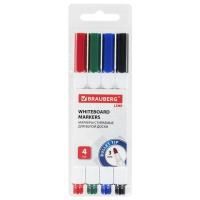 Маркер для доски НАБОР 4шт 3 мм BRAUBERG "LINE" с клипом