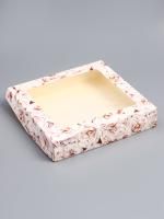 Подарочная коробка с окном 20х20х4см Пионы 1/20/700 Подарочная коробка с окном 20х20х4см Пионы 1/20/700