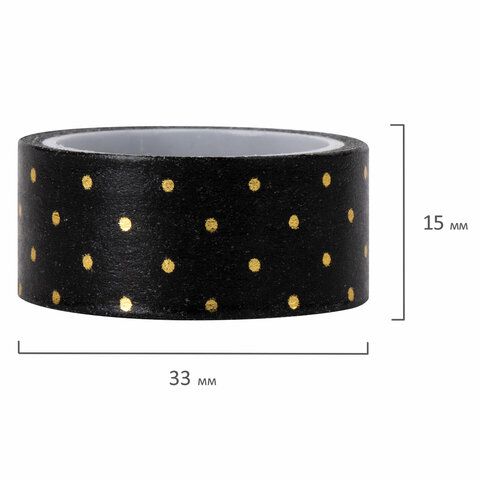 Клейкие WASHI-ленты д/декора с фольгой ЧЕРН ЗОЛОТО 15мм*3м 7шт рисов бумага ОСТРОВ СОКРОВИЩ