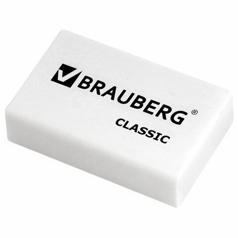 Ластик 26х17х7мм термопластичная резина белый BRAUBERG 1/80
