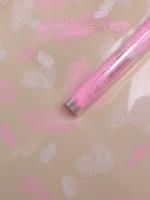 Ролик 60см х 8,5м пленка полипропилен Перышки белый/розовый 1/10 Ролик 60см х 8,5м пленка полипропилен Перышки белый/розовый 1/10