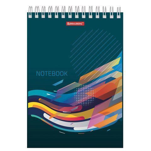 Блокнот 60л А5 145х205мм клетка спираль картон жесткая подложка BRAUBERG На волне 1/4/64 Блокнот 60л А5 145х205мм клетка спираль картон жесткая подложка BRAUBERG На волне 1/4/64