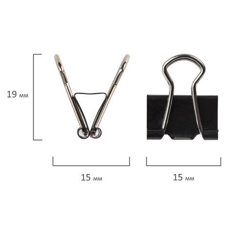 Зажимы для бумаг 15мм на 45л (12шт) черные в картонной коробке Staff 1/12/360 Зажимы для бумаг 15мм на 45л (12шт) черные в картонной коробке Staff 1/12/360